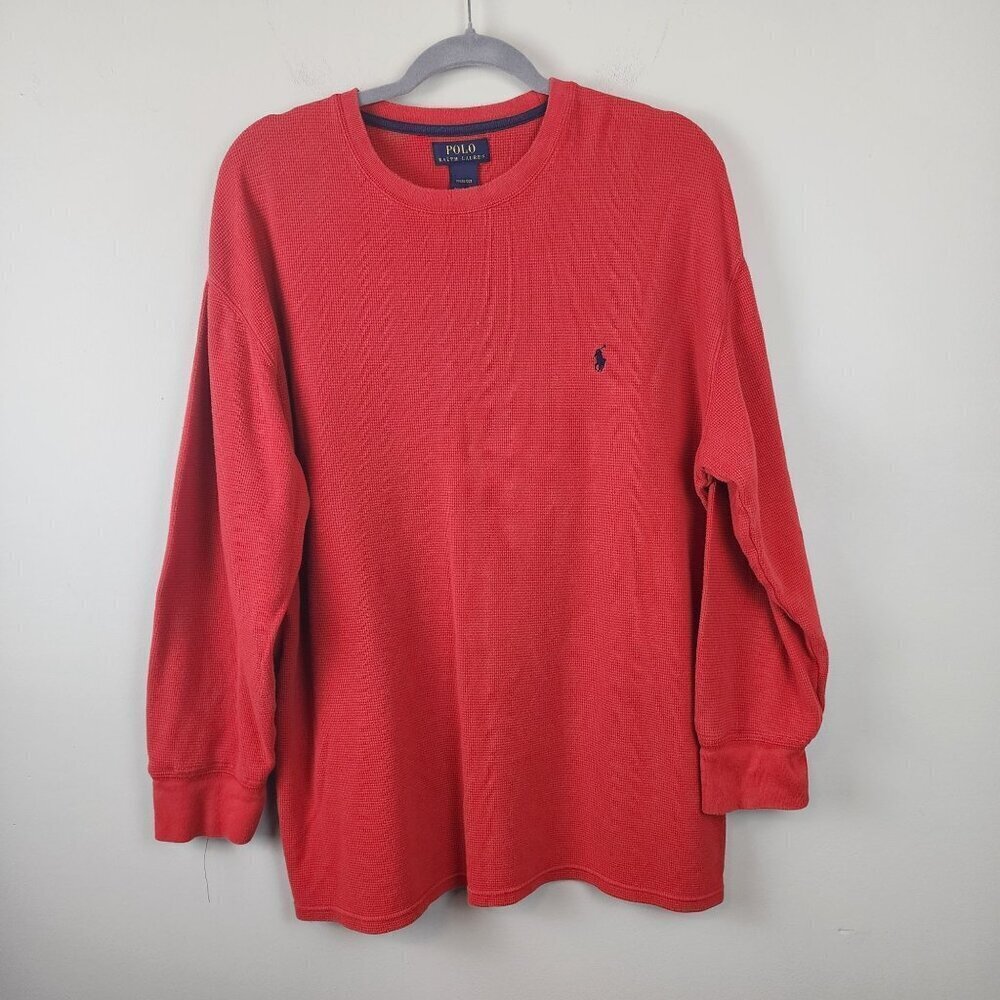 Polo Ralph Lauren sz 2 XL men waffle knit top pullover shirt red Cotton